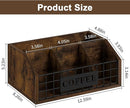 YINMIT Coffee Station Organizer for Countertop, Wood Coffee Bar Organizer with Removable Dividers for Pods, Syrup, Cups, Stirrer, Tea - Office Bar Accessories, Iron Wire-Vintage Brown