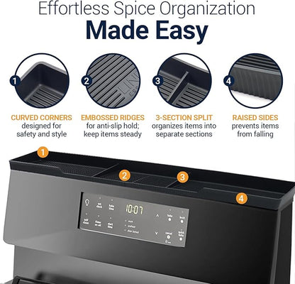 Silicone Magnetic Over the Stove Shelf for Back of Stove - Magnetic Stove Top Shelf and Over Stove Shelf, Over Oven Shelf for Top of Stove, Over the Stove Spice Rack, Includes 6 Extra Plates (Black)