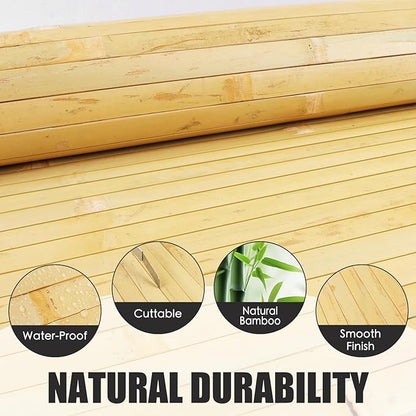 FONUNO Bamboo Wall Panel for Interior Decoration Bamboo Pole Wrap Roll Natural Wainscoting Paneling Decorative Wall Slat Covering for Living Room, Bedroom, Office (12 Inch x 96 Inch, Natural)