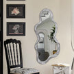 Irregular Wall Mirror Cloud Wavy Wood Frame Mirrors Asymmetrical Modern Mirror for Wall for Vanity Bathroom Living Room Bedroom Entryway Hallway Modern Unique Decorative Artistic Mirror Large