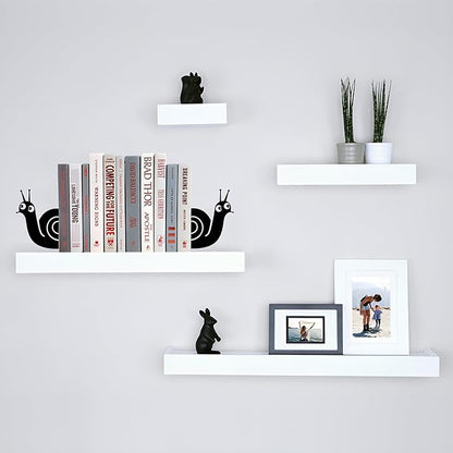 Bookends Cute Snail Metal Book Ends, Novelty Decorative Bookends for Bookshelf, Book Organizer for Desk Home Office School Bookshelf Decor, Black - 1 Pairs