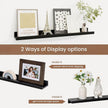 Picture Ledge Shelf, Floating Shelves Set of 2, 24 Inches Solid Wood Nursery Book Shelves for Toys Storage, Kids Bookshelf Wall Mounted for Living Room Bedroom Decor Books Photo Frames, Black