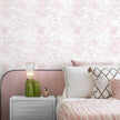 Ismoon Large Floral Peel and Stick Wallpaper Boho White/Pink Contact Paper 17.3inx32.7ft Removable Self Adhesive Bedroom Cabinet Mural Wall Decor Vinyl Roll