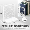GEOMOD Geometric Honeycomb White Metal Bookends Decorative - Tall Sturdy Book Ends for Shelves - Modern Heavy Duty Bookend Stopper - Office or Home Book Shelf Book Holder - 6x3.25x6.25 Inches - 1 Pair