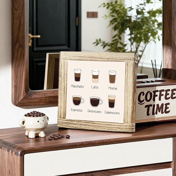 Coffee Bar Decor Sign Rustic Vintage Hanging Wall Art Decor Signs Handmade Wooden Coffees Plaque Coffee Sign for Bar Farmhouse Station Home Kitchen Office Ideal Gift for Coffees Lovers 5.9x5.9 inches