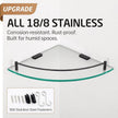 KES Bathroom Glass Corner Shelf Tempered Glass Shelf with Rail Wall Mount Corner Shelf SUS 304 Stainless Steel Matte Black 2 Pack, BGS2101A-BK-P2
