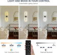 28 In Wall Sconces Set of 2 Battery Operated,10000mAh Black Gold LED Wireless USB Rechargeable Wall Light with Remote Control,360° Rotation LED Dimmable Picture Lamp for Hallway Living Room