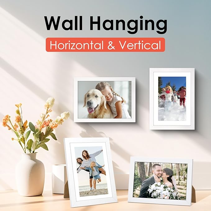FIXSMITH 5x7 Picture Frame, White Photo Frame with HD Plexiglass, Display Pictures 4x6 with Mat or 5x7 Without Mat Multi Picture Frames Collage for Tabletop or Wall Display, 2 Pack