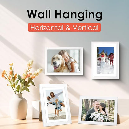 FIXSMITH 5x7 Picture Frame, White Photo Frame with HD Plexiglass, Display Pictures 4x6 with Mat or 5x7 Without Mat Multi Picture Frames Collage for Tabletop or Wall Display, 2 Pack
