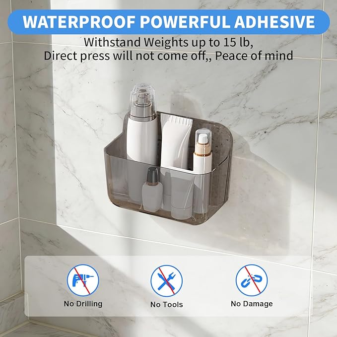 Diesisa 2pc Acrylic Wall Mount Organizer, Adhesive Cabinet Door Organizer,Acrylic Bathroom Shelves for Wall,No Drilling Hang Walls,with Self Adhesive Tape, for Bathroom, Kitchen, Living Room