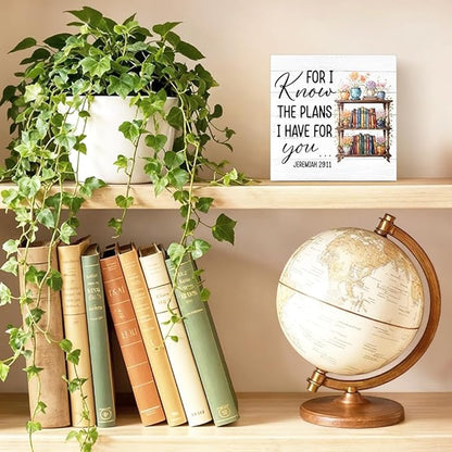 For I Know The Plans I Have for You Wood Block Plaque Box Sign for Home Living Room Coffee House Bar Shelf Table Decoration, Jeremiah 29:11Inspirational Decor Gifts for Women Family Friend