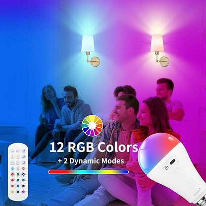 Battery Operated Wall Sconce Set of Two,Modern Gold Rechargeable Wall Lights with 5200mAh RGB Bulb and Remote Control, 270°Rotation Dimmable Battery Powered Wireless Wall lamps for Bedroom Living Room