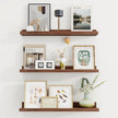 Axeman Picture Ledge Shelf | 24 Inch Walnut Floating Shelves Set of 3 | Rustic Wood Wall Shelves with Lip | 24