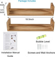 Nursery Book Shelves, Set of 2 Wood Floating Book Shelves for Kids Room, Kitchen Spice Rack, or Rustic Wall Mounted Shelves for Farmhouse Bathroom Décor (carbonized)