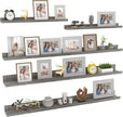 Giftgarden 47 Inch Long Floating Shelves for Wall Set of 5, Grey Wood Wall Shelves for Bathroom, Bedroom, Kitchen, Living Room Storage and Decoration, Gray Wooden Picture Ledge