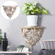 European-Style Resin Floating Wall Shelf, Vintage Hollow Carving Wall Decor, Gold Mounted Flower Shelf for Living Room, Kitchen, Bathroom, 8.07X7.48X4.05 Inch