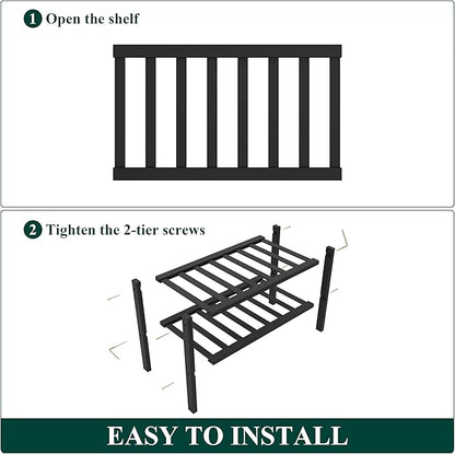 Smiry Bamboo Shoe Rack for Closet, 2 Tier Small Wooden Stackable Shoe Organizer, Free Standing Shoes Storage Shelf for Entryway, Front Door Entrance, Black