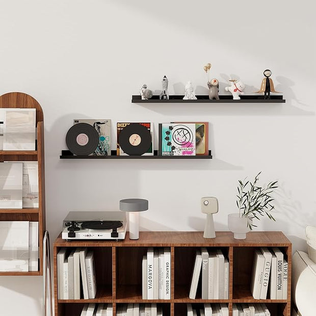 Axeman 36 Inch Floating Shelves | Picture Ledge Shelf Set of 2 | Black Wall Shelves with Lip | Black Picture Shelf for Wall with Ledge | Photo Ledges 36 Inch
