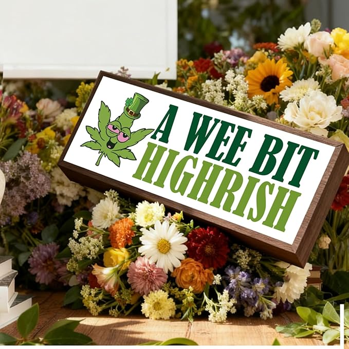 St Patricks Day Decor, A Wee Bit Highrish Sign, Farmhouse Wooden Table Sign, Irish Holiday Decors, St. Patrick's Day Themed Decor for Cafe Shop Coffee Bar, Irish Pride Gift, 9.5x3.1x1 inches