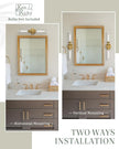 Ken & Ricky 24In Wall Sconces Set of Two, Brushed Gold Bathroom Sconces Wall Lighting with Clear Glass, Vanity Lights for Bathroom Bedroom Living Room Hallway KR3376-W-BG-2PK
