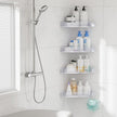 Sotfamily Plastic Shower Caddy Corner (for 90° Only), 4 Pack Adhesive Corner Shower Shelves for Bathroom Organizers and Storage, Crystal