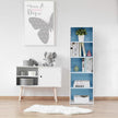 Furinno LUDER Book Shelf, 5-Cube Bookshelf, Bookcase with Open Shelf, 9.4 x 15.8 x 52, for Living Room, Bedroom, Home Office, White/Light Blue