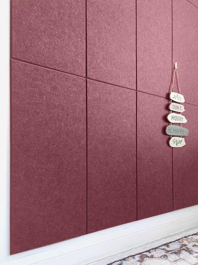Acoustic Panels 12-Pack Soundproof Wall Panels 24"X12"X0.35" Sound Panels High Density Sound Dampening Panels - Red Wine