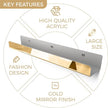 2 Pack 24 Inch Gold Reflective Acrylic Shelves, Gold Foating Shelves, Modern Sunglasses Essential Oil Picture Ledge Display Toy Storage Shelf