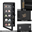 Ikee Design Wall Mounted Wooden Collectible Display Case 5 Shelf Display Storage Accessories with Tempered Glass Door, Black Color