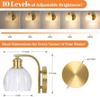 VerRon Rechargeable Battery Operated Wall Sconce with Milky White Glass Lampshade, Wireless Wall Scone Decor with Remote Control, 15 Colors Gold Wall Light for Bedside Hallway Bedroom Doorway