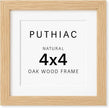 puthiac 4x4 Solid Oak Wood Picture Frame, Fits 3x3 with Mat or 4x4 Without Mat, Wall or Tabletop Display with Stand, Plexi Front, 1 Pack, Natural Oak