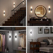 Motion Sensor Wall Lights with Remote Control, LED Rechargeable Battery Operated Wall Sconces Set of Two for Bedroom, Wireless Night Light for Indoor Stairway, Hallway, Black