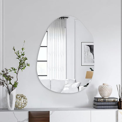 Irregular Wall Mirror 22x30 Inch, Asymmetrical Frameless Bathroom Mirrors with Tempered Glass for Living Room Bedroom,Decorative Modern Wall Decor