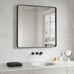 Black Bathroom Mirror 36X36 Inch, Black Metal Framed Mirror for Wall, Rounded Rectangle Matte Bathroom Vanity Mirror with Tempered Glass, Anti-Rust, Horizontal/Vertical