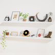 Heimlove Picture Ledge Shelf,48 inch Long Floating Shelves for Wall Set of 2,White Picture Shelf with Lip for Wall Decor,Living Room,Bedroom,Bookshelf,Nursery,Perfume