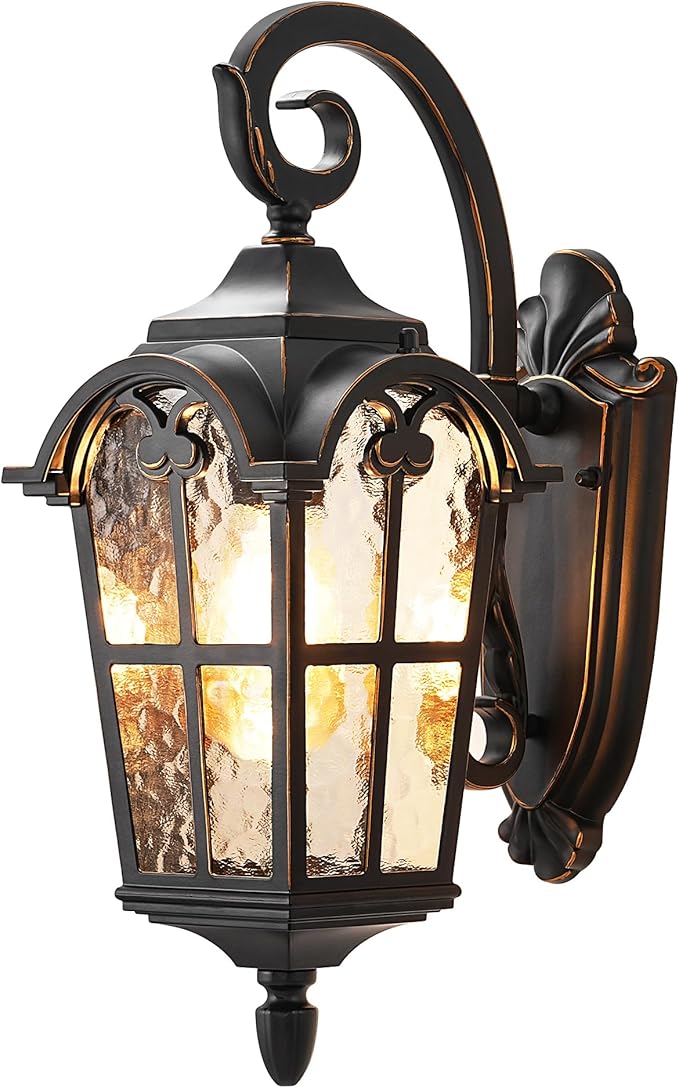 DEWENWILS Outdoor Wall Light Fixtures, Black Roman 17.7