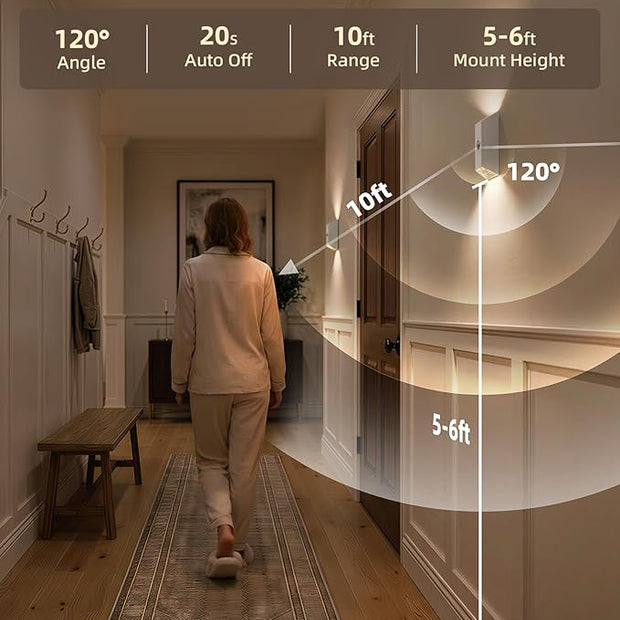 Motion Sensor Wall Light, 4000mAh Rechargeable Battery Operated Wall Sconce, 3 Color Temps, Dimmable, Cordless Magnetic Night Light with Remote, Timer, for Hallway, Stair, Closet, Bedroom, Garage