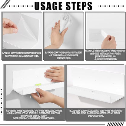 2 Pack Acrylic Wall Floating Shelves, White Adhesive Organizer, 11.8“ Acrylic Floating Bookshelves, Wall Display Shelve for Bedroom, Gaming Room, Living Room, Bathroom, Office