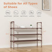 3 Tier Shoe Rack for Closet Shoe Organizer with 5 Hooks, Long Shoe Shelf Storage for Shoe and Boot Stackable Free Standing Shoe Rack for Entryway, Garage, Small Spaces, Dorm, Brown