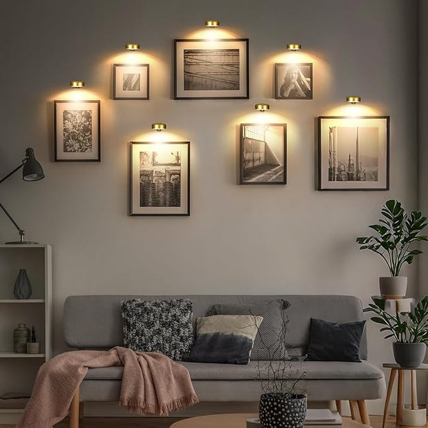Picture Light for Wall with 2500mAh Rechargeable Battery,Wireless Painting Art Display Lighting for Portait Frame Gallery Poster with Remote ,3 Lighitng Colors&Dimmable Timer for Living Room Bedroom