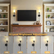DORESshop Battery Operated Wall Sconce Set of 2, Wireless Wall Light Easy to Install, 10 Color, Sconce Wall Decor Set of 2 for Bedroom, Living Room, Black and Milky White Glass Shade, 24.3in