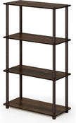 Furinno TURN-N-TUBE Storage Shelves, 4-Tier Toolless Book Shelf, Corner Shelf, Toolless Open Shelves, for Organization and Storage, Living Room, Garage, Home Office, Walnut