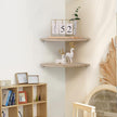 10 inch Corner Wall Shelf, Set of 2 Solid Wood Corner Floating Shelves for Wall, Round End Wall Mounted Floating Corner Shelf for Bedroom, Living Room and Kitchen (Carbonized-10 inch)