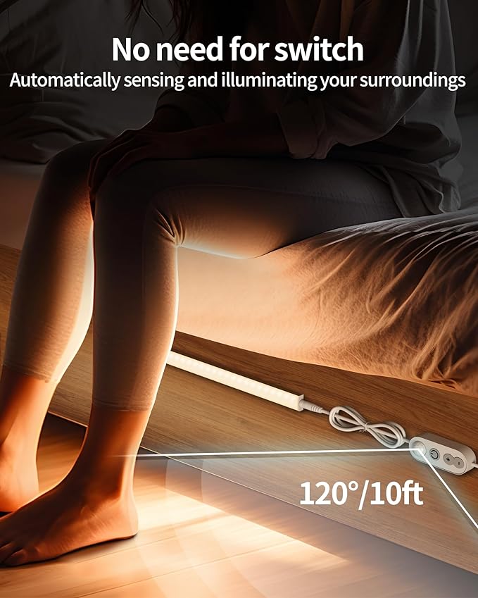 ASOKO Motion Sensor Dimmable Led Under Cabinet Lighting Plug in - 6 Pcs 12 inches Linkable Counter Light Bars, Led Closet Light Daylight White 4500K