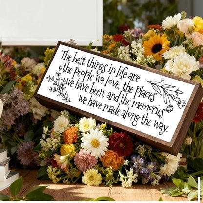 The Best Things In Life Sign, Farmhouse Wooden Framed Sign for Family Home Bedroom Decor, Entryway Decor, Rustic Table Shelves Decoration, Wood Framed Wall Hanging Art