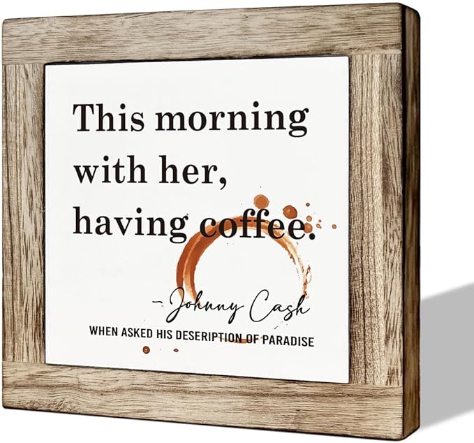 Coffee Decor Set, Wooden Box Signs for Home Decor, Farmhouse Wood Sign, Cafe Table Desk Decortion, This Morning With Her Having Coffee Sign