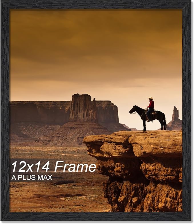 A PLUS MAX 12x14 Picture Frame, Black Engineered Wood Frame for 12 x 14 Inch Picture Poster Photo, Light Weight 12 by 14 Frame with Wood-grain for Wall - 1 Pack/Black/12 x14