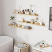 RICHFOCUS Floating Shelves for Wall, 36 inch Solid Wood Picture Ledge Shelf for Wall Storage, Nursery Book Shelves with Lip for Living Room Bathroom Bedroom Kitchen, Set of 3, Natural