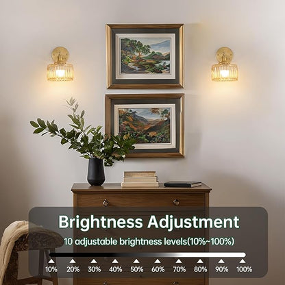 Vintage Battery Operated Wall Sconce with Amber Striped Glass Lampshade 5000 mAh Rechargeable Battery Powered Wall Light with Remote Control for Bedside Bedroom Doorway
