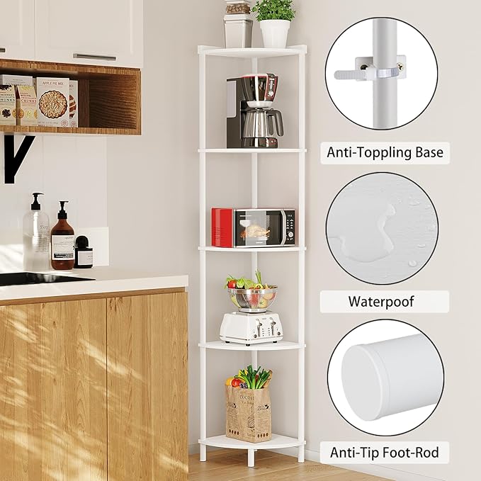 SUNMORY 5 Tier Corner Shelf Stand, Industrial 65